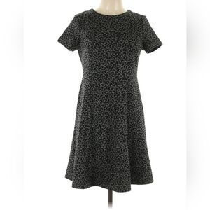 LOFT Black and Gray Patterned A-Line Knit Dress Size 4